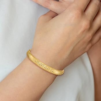 Amazon.com: Core Gold 14k 5/16 Diamond-cut Fancy Hinged